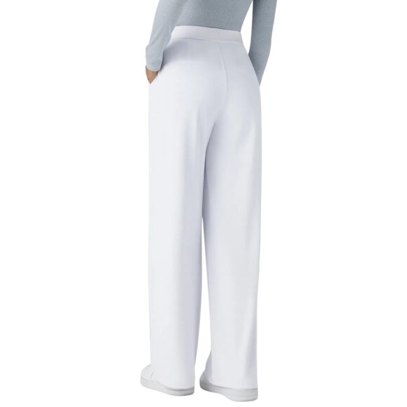 HALARA Flex Pleated Straight Leg Stretch Fit White Work Pants Medium Tall NWOT - Picture 3 of 5